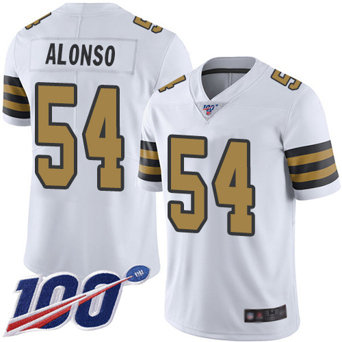 Men New Orleans Saints Limited White Kiko Alonso Jersey NFL Football #54 100th Season Rush Vapor Untouchable Jersey->new orleans saints->NFL Jersey